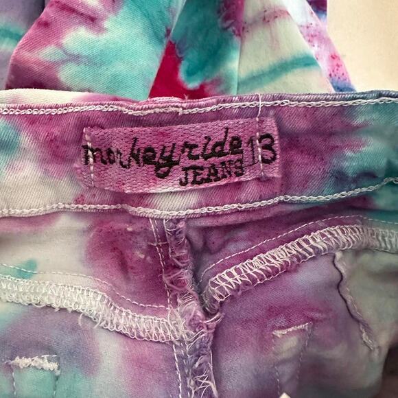 Monkey Ride Jeans Kids Upcycled Tie-Dye Pants Size: 13 - Picture 6 of 8